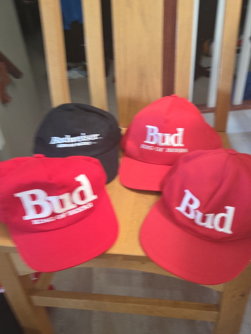 Budweiser Red and Black Vintage Baseball Caps - Pack - Bud - Retro - HAT LOT